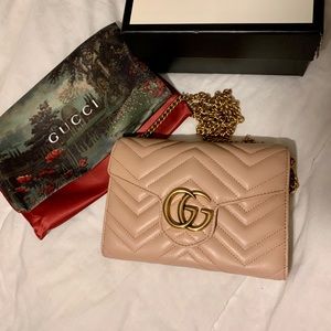 GG Marmont Chevron Quilted Leather Flap Wallet